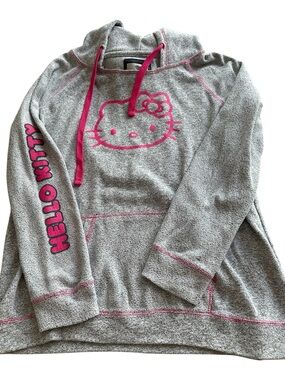 Universal Studios Sanrio Hello Kitty Gray Pink Stitch Hoodie 2XL